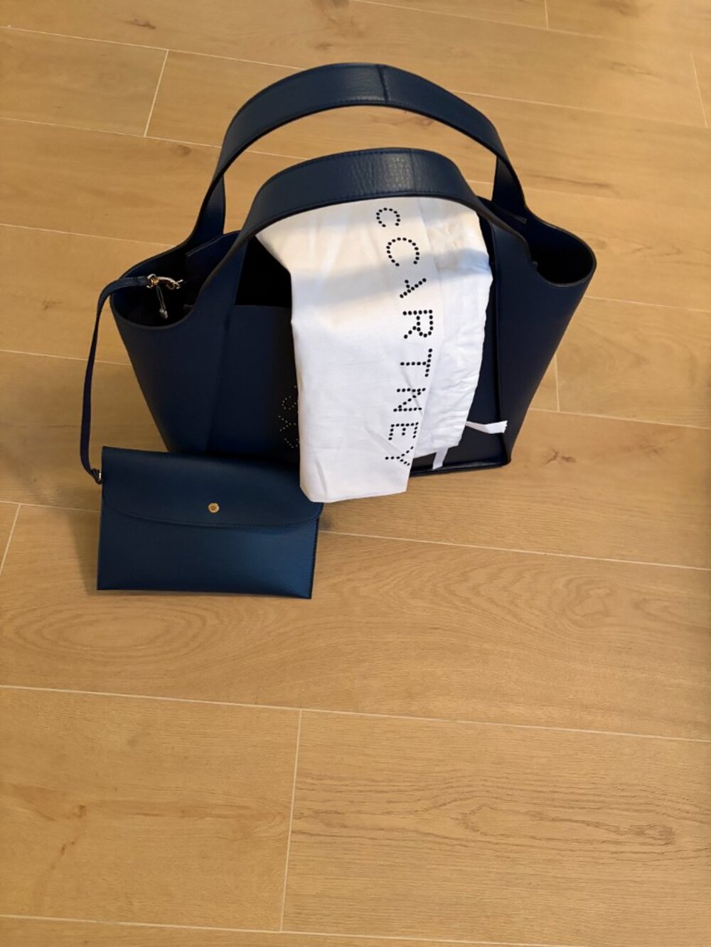 Stella McCartney Navy Perforated Logo Tote - Picture 12 of 14